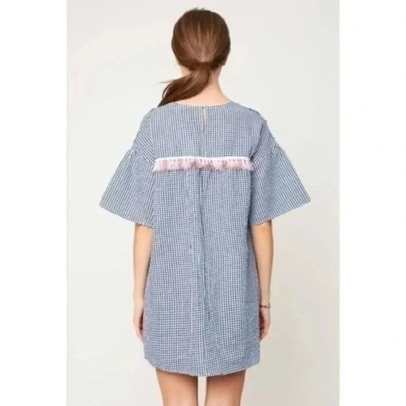 HAYDEN Los Angeles NWT Mini Dress Size MEDIUM Tassel Embroidered Gingham Pockets - Picture 9 of 13